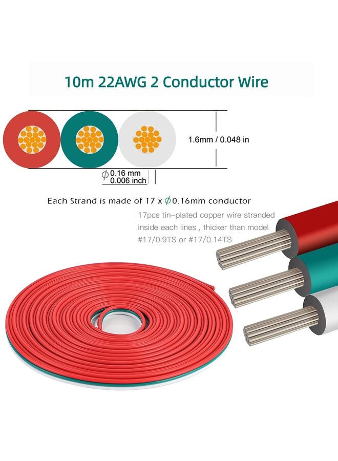 يُسلِّم موصل شريط LED COB 10 مم، 3 دبابيس، محول إضاءة مسار شفاف بدون لحام من شريط LED إلى كابل مع كابل تمديد LED بطول 19.68 قدم، مناسب لشرائط LED البيضاء 12/24 فولت. - Image 5